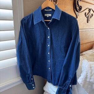 Faconnable Denim-Blue 100% Cotton Blouse in Size XL